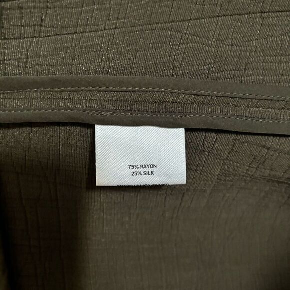 EILEEN FISHER Blazer Womens Large Brown Silk Blend Textured Long Sleeve Jacket - Picture 8 of 9